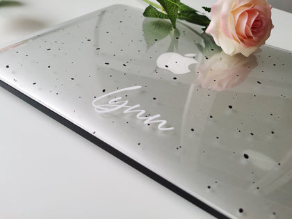 Personalized Clear Macbook Case Hard Cover,Black ink Dot, Custom name Hard Case - MinimalGadget