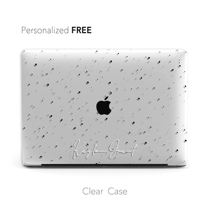 Personalized Clear Macbook Case Hard Cover,Black ink Dot, Custom name Hard Case - MinimalGadget