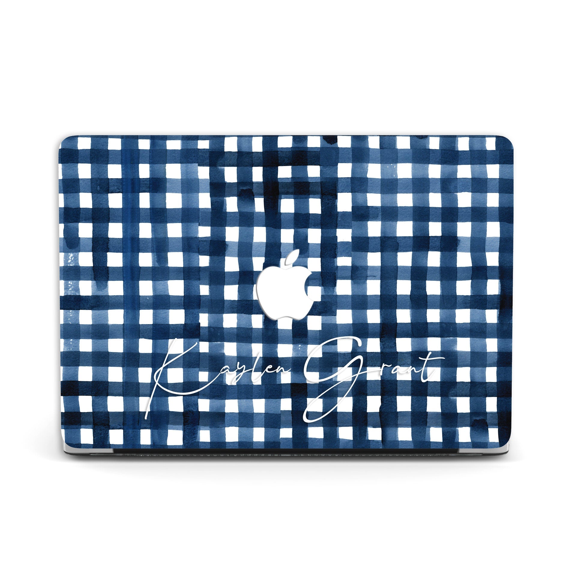 Personalized Cover Christmas Striped Watercolor, Macbook Case Hard Cover