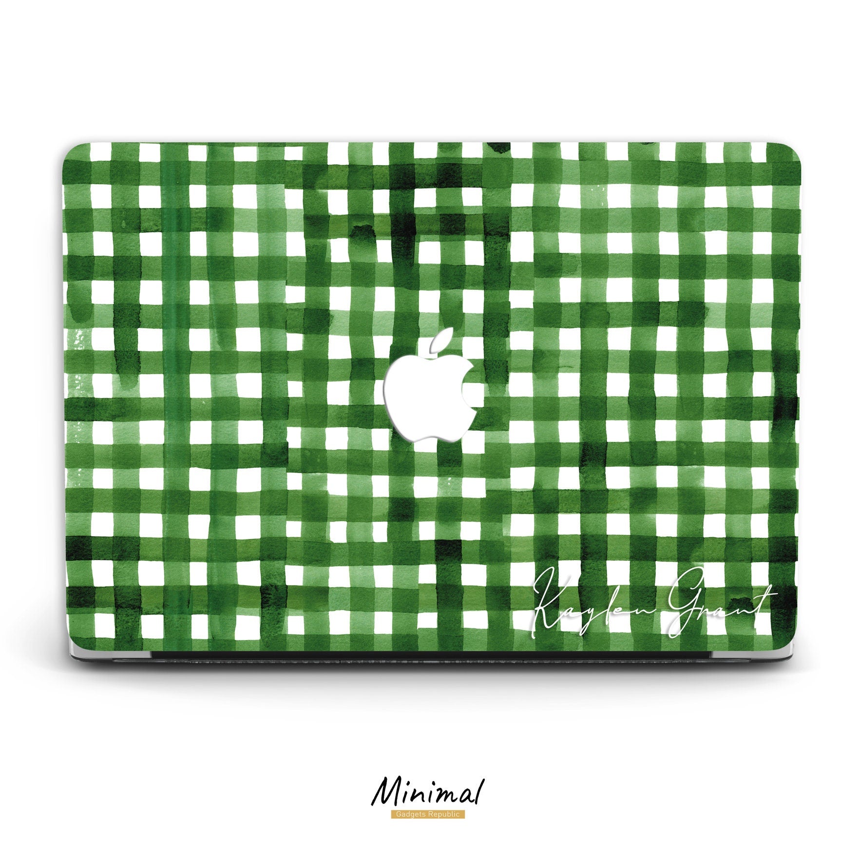 Personalized Cover Christmas Striped Watercolor, Macbook Case Hard Cover