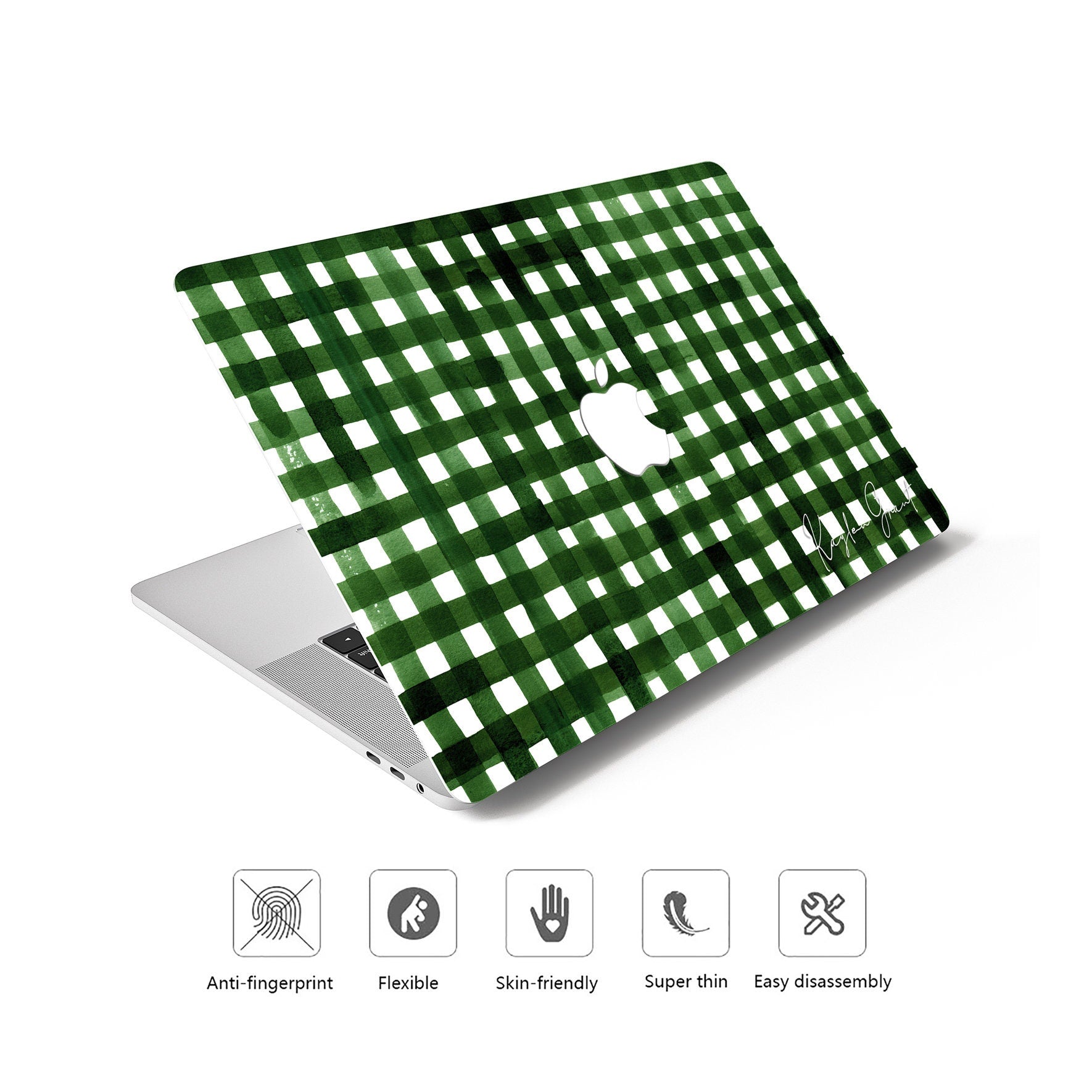 Personalized Cover Christmas Striped Watercolor, Macbook Case Hard Cover
