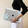 Personalized Floral Macbook Clear Case, Blue Watercolor Floral Leaves