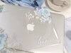 Personalized Floral Macbook Clear Case, Blue Watercolor Floral Leaves