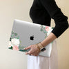 Personalized Floral Macbook Clear case, Watercolor Flowers roses leaves
