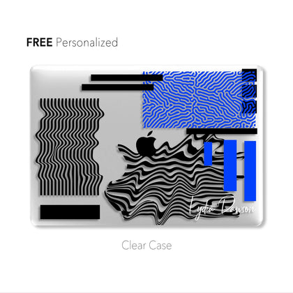 Personalized Klein Blue Geometric Macbook Clear Case, Modern Glitch Art style - MinimalGadget