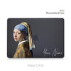Personalized Macbook Matte Case, Navy Black Painting, Girl with Pearl Earring