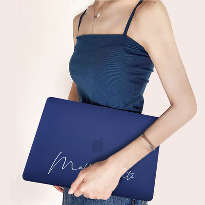Personalized Macbook Navy blue Matte Case, Custom name Hard Case - MinimalGadget