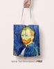 Personalized Name Van Gogh Canvas Tote Bag, self-portrait, Modern Shopping Bag