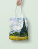 Personalized Name Van Gogh Canvas Tote Bag, Wild Roses, Modern Shopping Bag