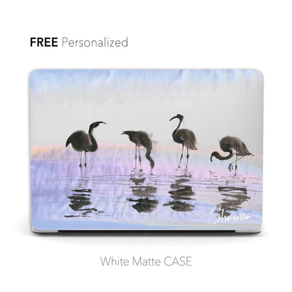 Personalized Oriental Ink Watercolor Landscape, Flamingos by the river Macbook Matte Case - MinimalGadget