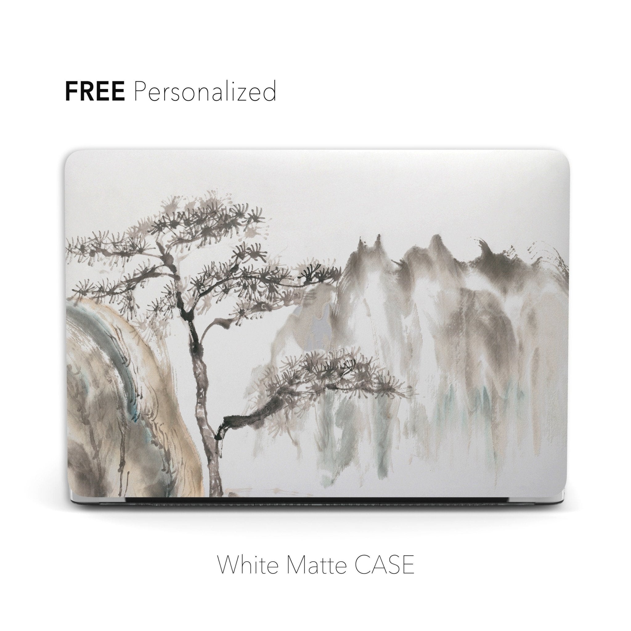 Personalized Oriental Ink Watercolor Pine Tree Mountain Landscape Macbook Matte CASE