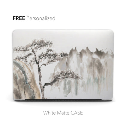 Personalized Oriental Ink Watercolor Pine Tree Mountain Landscape Macbook Matte CASE - MinimalGadget