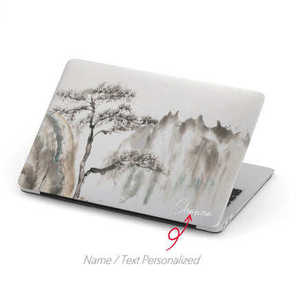Personalized Oriental Ink Watercolor Pine Tree Mountain Landscape Macbook Matte CASE - MinimalGadget
