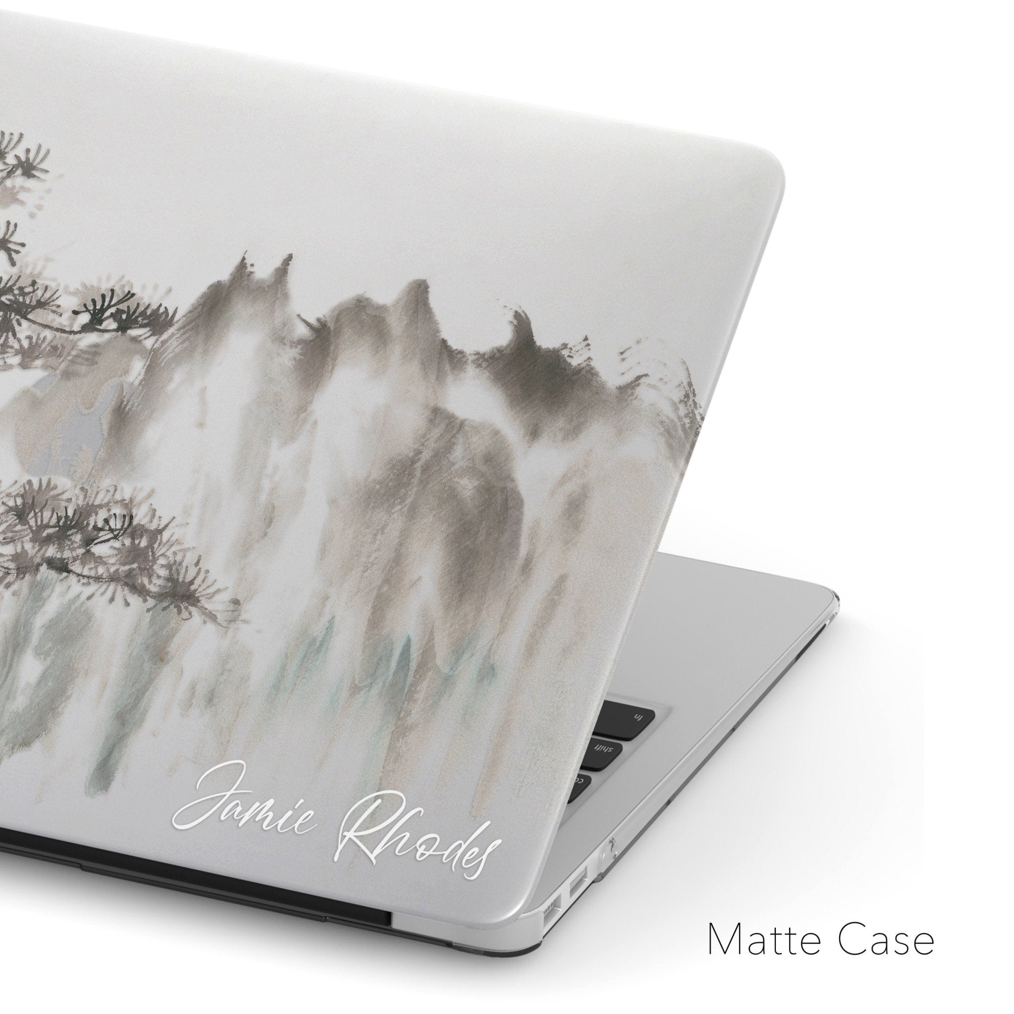 Personalized Oriental Ink Watercolor Pine Tree Mountain Landscape Macbook Matte CASE