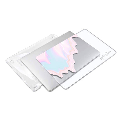 Personalized Pink Pastel fluid, Clear Hard Macbook Case, Custom Name Case - MinimalGadget