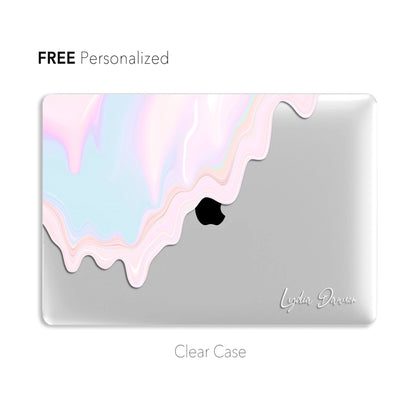 Personalized Pink Pastel fluid, Clear Hard Macbook Case, Custom Name Case - MinimalGadget