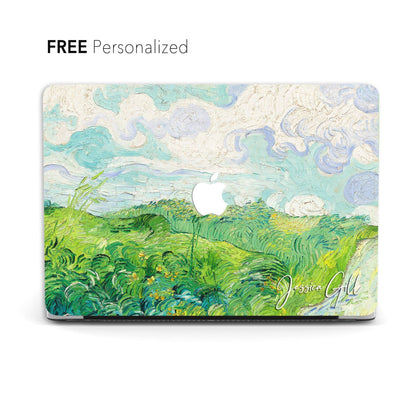 Personalized Van Gogh Macbook Case Hard Cover, Green Wheat Fields Painting - MinimalGadget