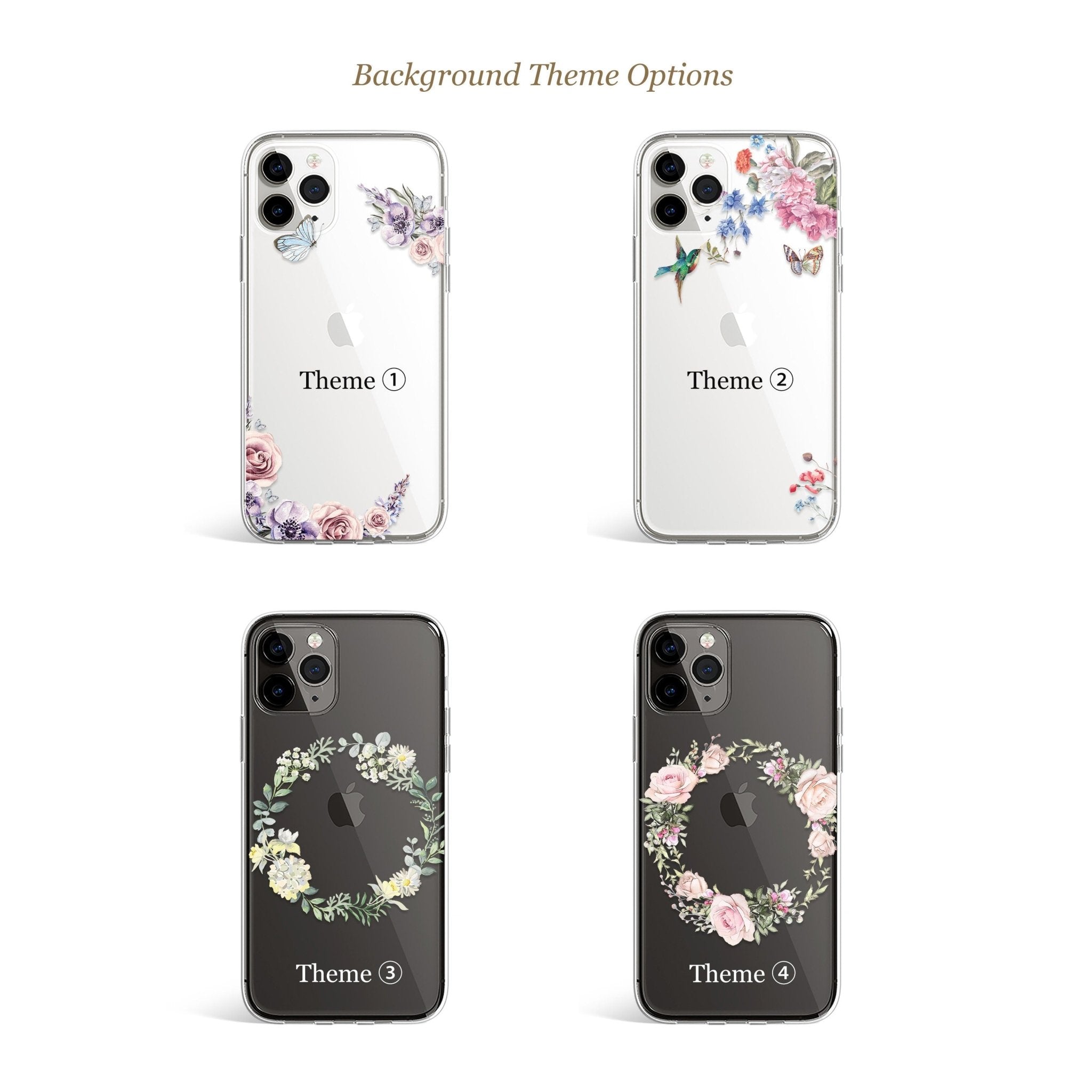 Pet Custom iPhone Clear Case, Hand drawn with Floral Watercolor