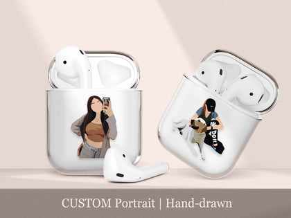 Portrait CUSTOM AirPods Clear Case, No-Facial Portrait Illustration Soft Case - MinimalGadget