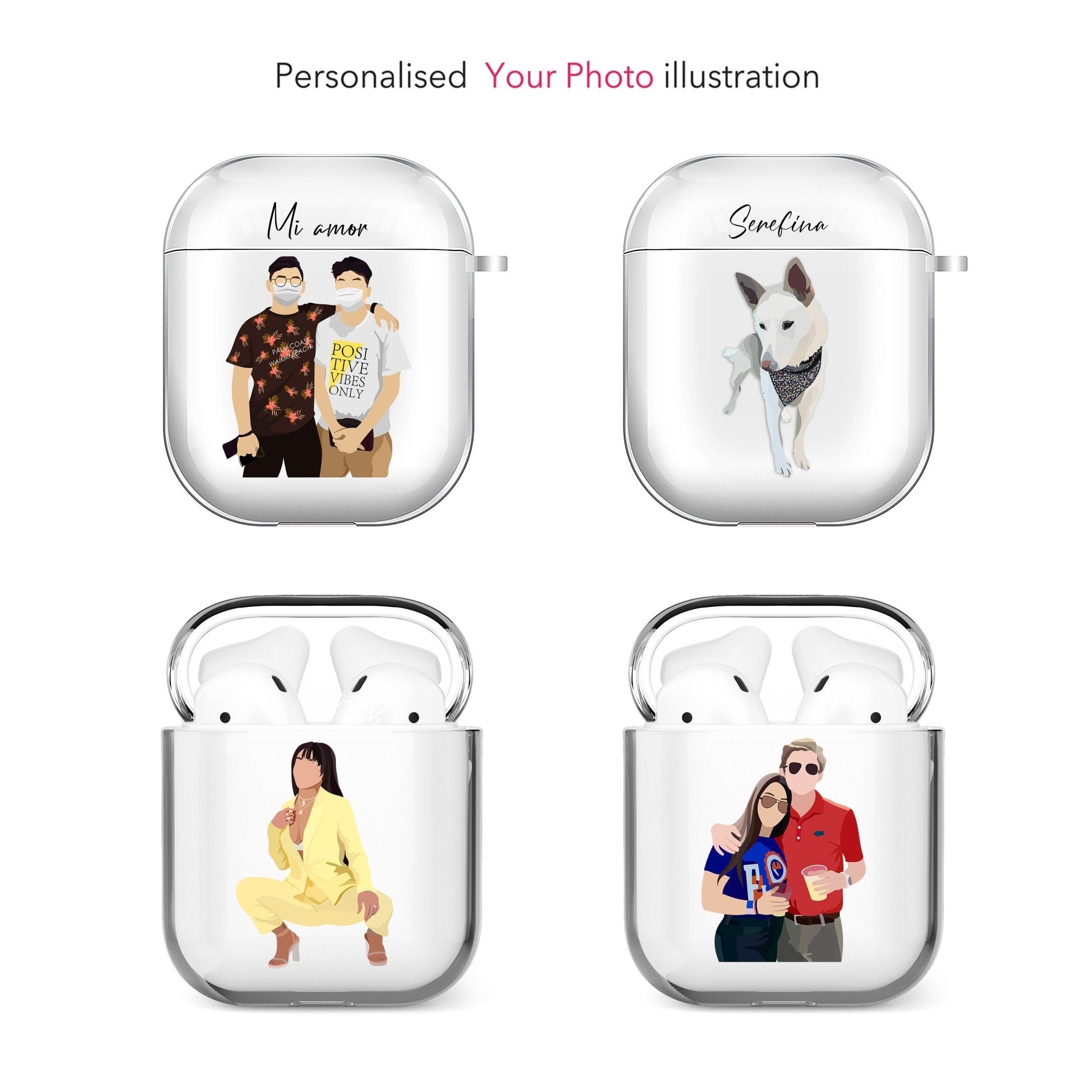 CUSTOM Line drawing Portrait AirPods Case, for Family, Couple Wedding,  Friend
