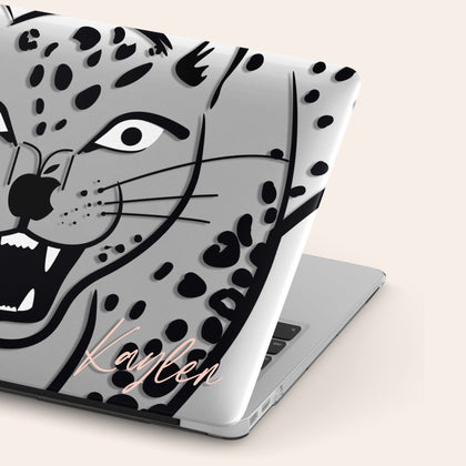 Portrait of leopard, Macbook Clear Case, Custom Name - MinimalGadget