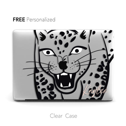 Portrait of leopard, Macbook Clear Case, Custom Name - MinimalGadget