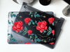 Retro Red Rose Macbook Clear Case, Black Case