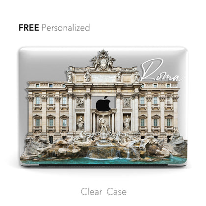 Roma Trevi Fountain Macbook Clear Case, Architecture Aesthetic - MinimalGadget