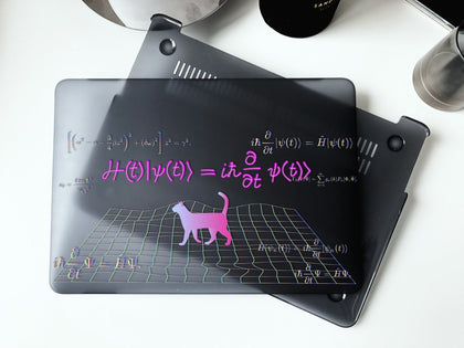 Schroedinger’s Cat Macbook Black Matte Case, Cyberpunk Quantum Mechanic - MinimalGadget