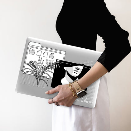 Surreal collage Macbook Black Clear Case, Vaporwave Sculpture - MinimalGadget