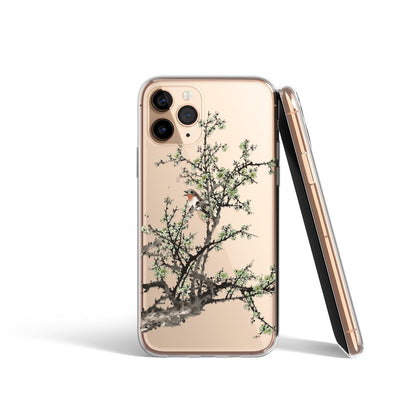 Traditional ink Painting, Personalized Clear Phone Case, Plum Blossom - MinimalGadget