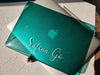 Twinkle Teal Clear Macbook Hard Case, Personalized NAME Glitter Case, Clear Stained