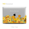 Van Gogh Sunflowers inspired, Personalized Name Macbook CLEAR Hard Case