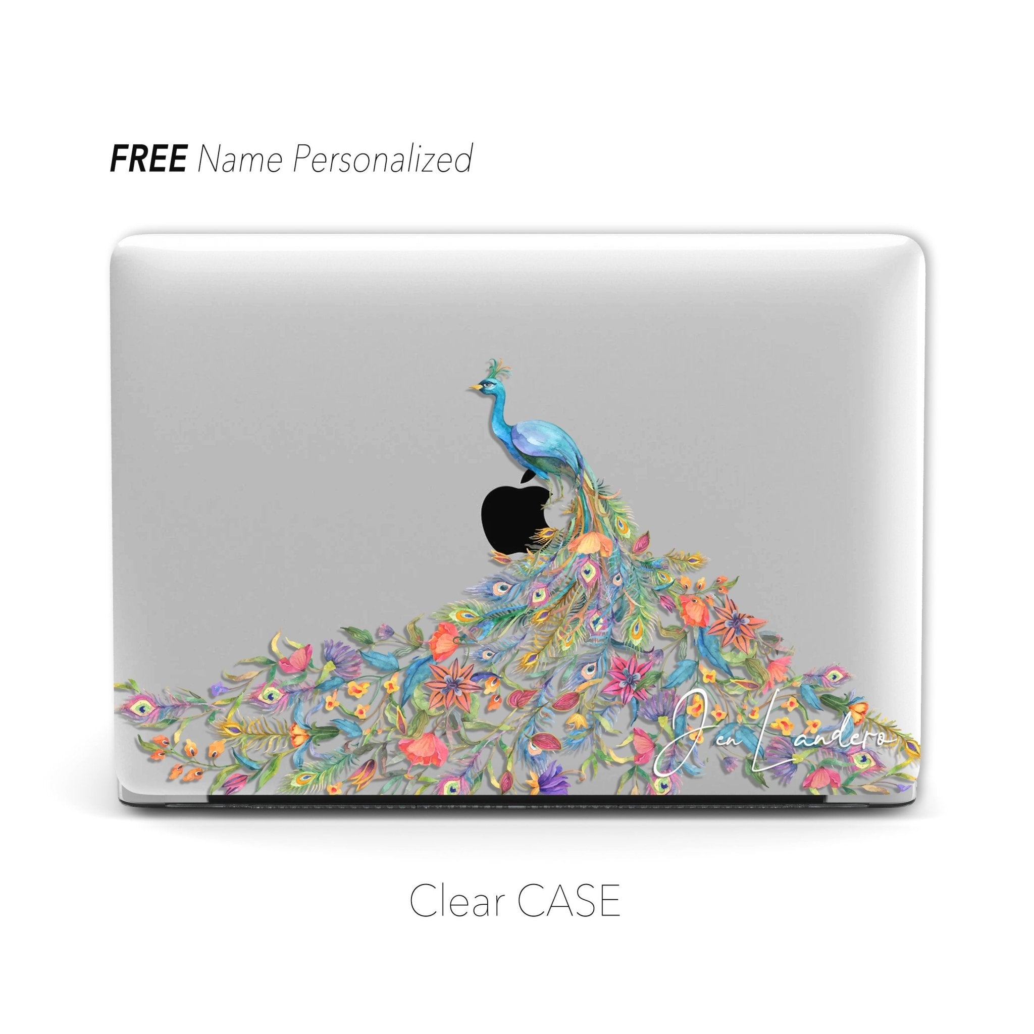 watercolor Peacock Macbook Clear Case, Matte Case