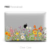 Wild Flowers Macbook Clear Case, Aesthetic Personalized Name