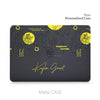 Yellow Flower line Art Macbook Case, Custom Name Aesthetic Case