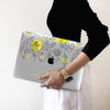 Yellow Flower line Art Macbook Case, Custom Name Aesthetic Case