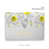 Yellow Flower line Art Macbook Case, Custom Name Aesthetic Case